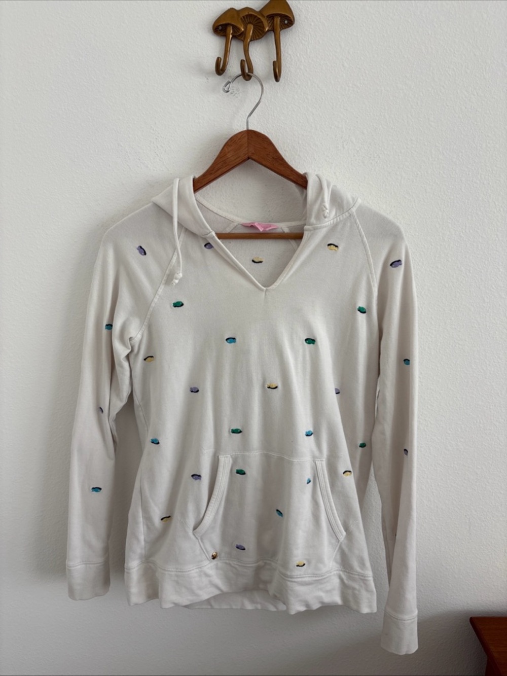 Lilly Pulitzer embroidered colorful fish print long sleeve hoodie size large